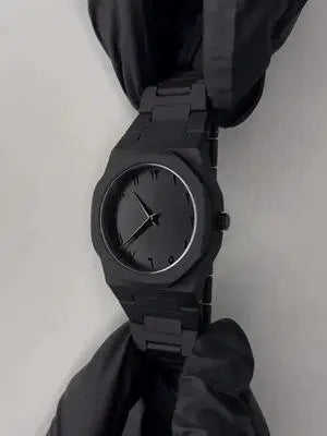 Aura Quartz Watch Black Lightweight Design Arabic Dial Black Aura Arabic Watch For Men Trendy Fiber Plastic Timepiece With Arabic Numerals